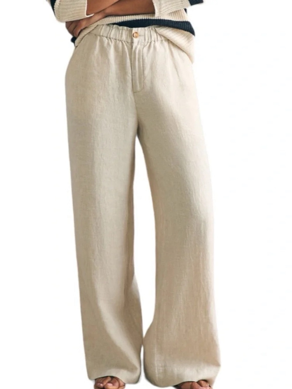 Faherty Monterey Linen Wide Leg Pants Flax Beige Minimalist Beach Neutral Large